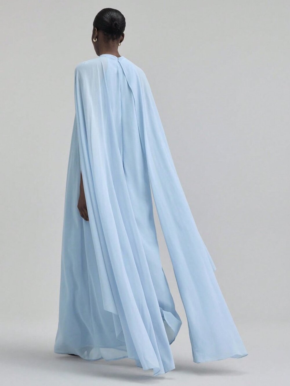 Blue Party Women's 3d Floral Design Chiffon drapey Maxi dress - Picture 3 of 8